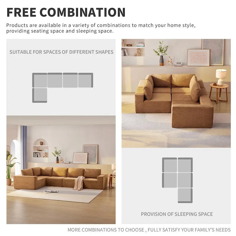 Modular L Shaped Sectional Sofa,Floor Couch Set,Upholstered Furniture