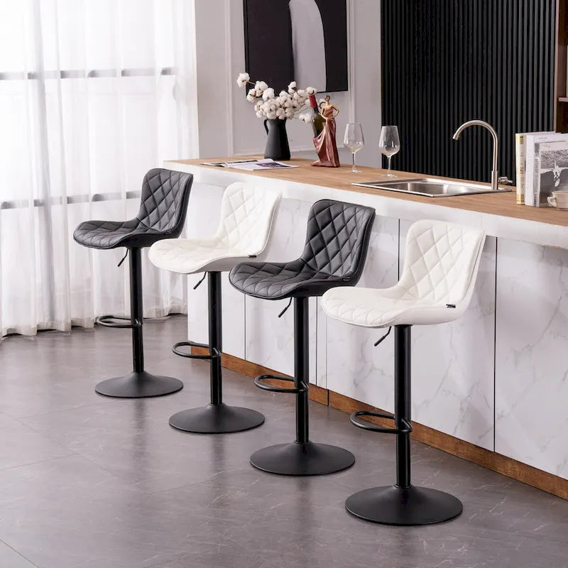 Bar Stools Set of 2 Adjustable Swivel Bar Chairs Modern Counter Stools