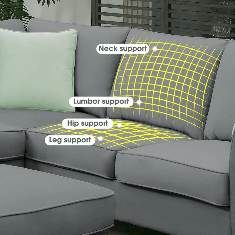 112*87  Sectional Sofa Couche Living Room Sets,7 Seats Sectional Sofa with Ottoman, L Shape Sofa Corner Couch Set with 3 Pillows