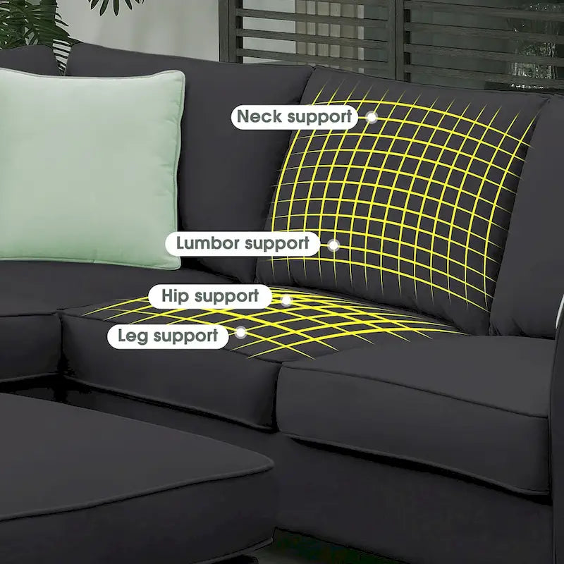 112*87  Sectional Sofa Couche Living Room Sets,7 Seats Sectional Sofa with Ottoman, L Shape Sofa Corner Couch Set with 3 Pillows