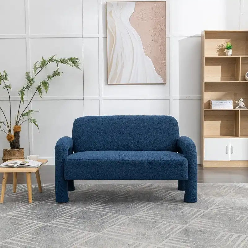 SEYNAR Mid-Century Modern Boucle 51  Solid Wood Curved Sofa