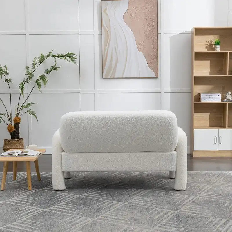 SEYNAR Mid-Century Modern Boucle 51  Solid Wood Curved Sofa