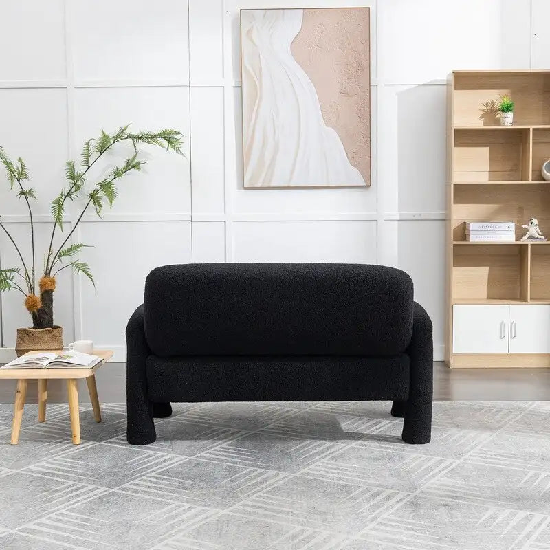SEYNAR Mid-Century Modern Boucle 51  Solid Wood Curved Sofa