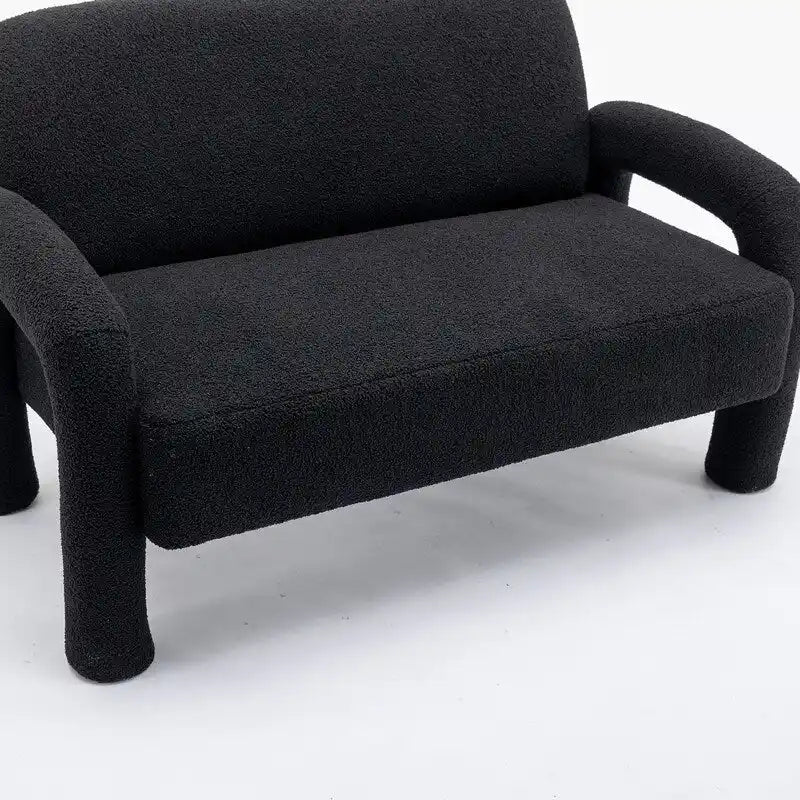SEYNAR Mid-Century Modern Boucle 51  Solid Wood Curved Sofa