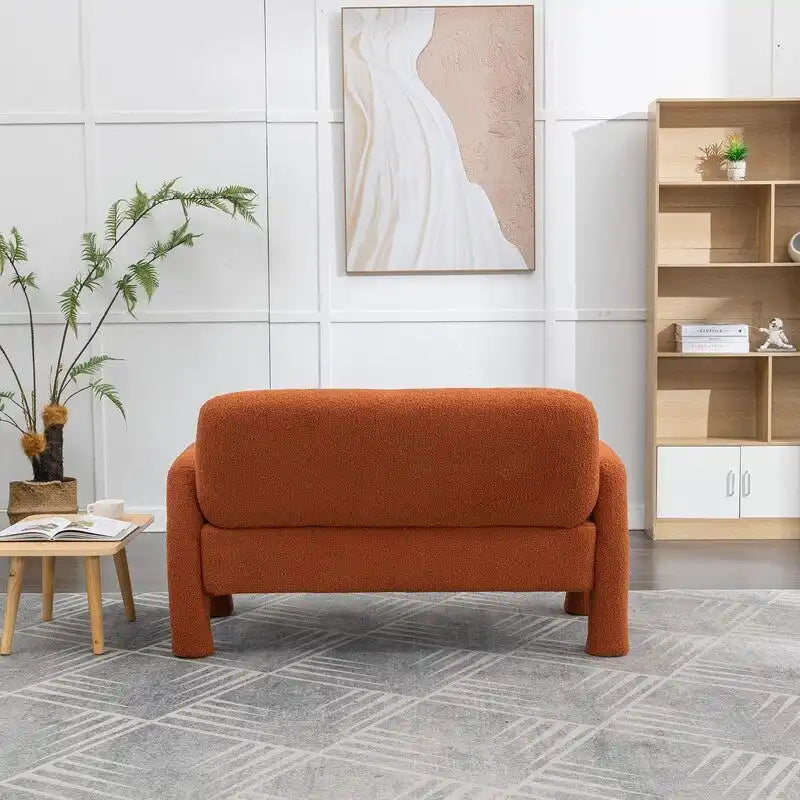 SEYNAR Mid-Century Modern Boucle 51  Solid Wood Curved Sofa