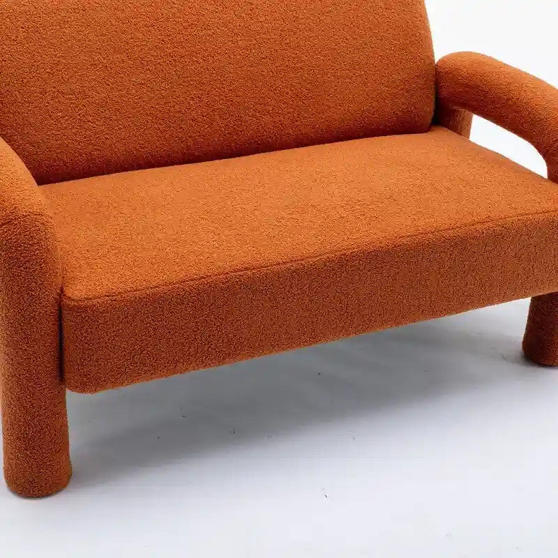SEYNAR Mid-Century Modern Boucle 51  Solid Wood Curved Sofa