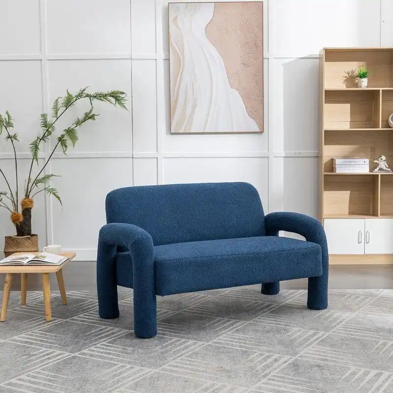 SEYNAR Mid-Century Modern Boucle 51  Solid Wood Curved Sofa