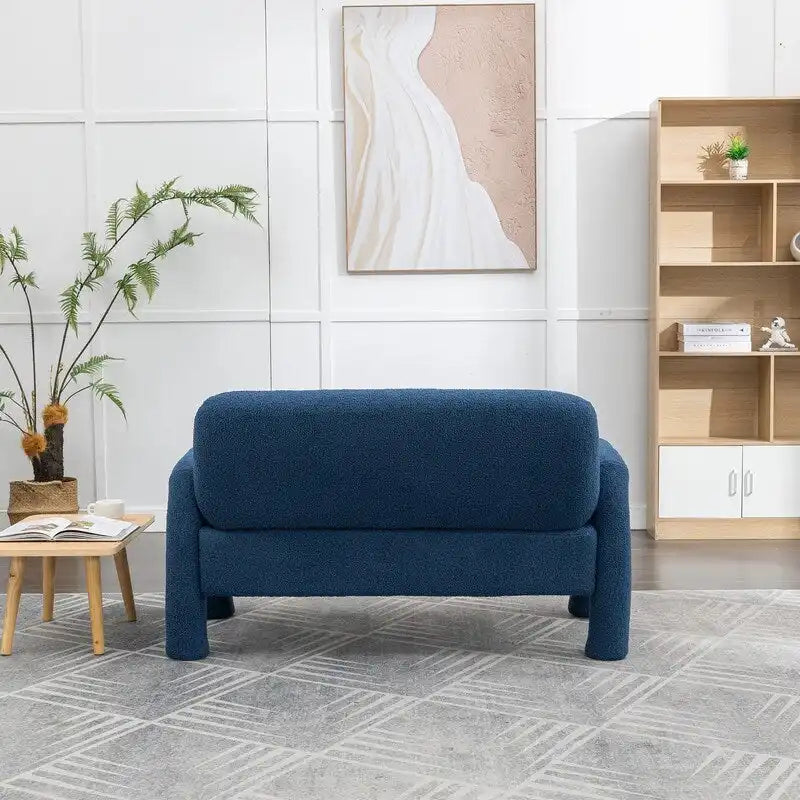SEYNAR Mid-Century Modern Boucle 51  Solid Wood Curved Sofa