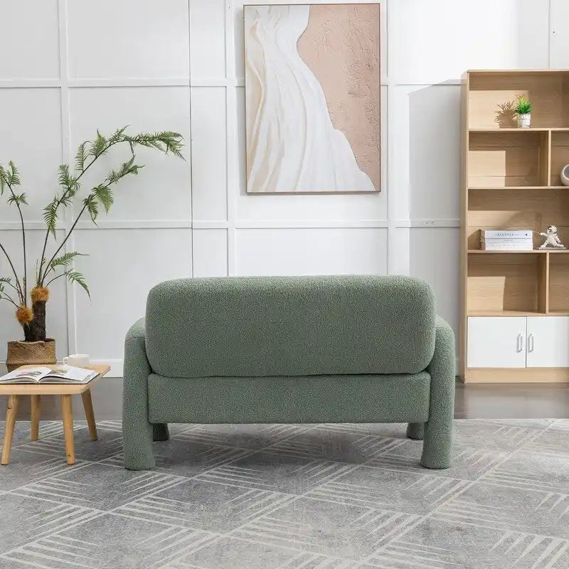 SEYNAR Mid-Century Modern Boucle 51  Solid Wood Curved Sofa