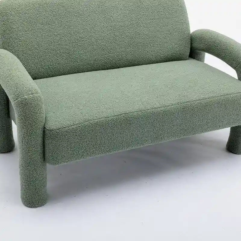 SEYNAR Mid-Century Modern Boucle 51  Solid Wood Curved Sofa