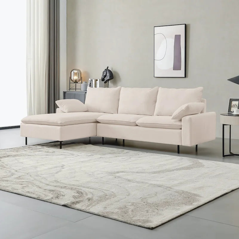 L-Shaped Upholstered Sectional Sofa with Chaise