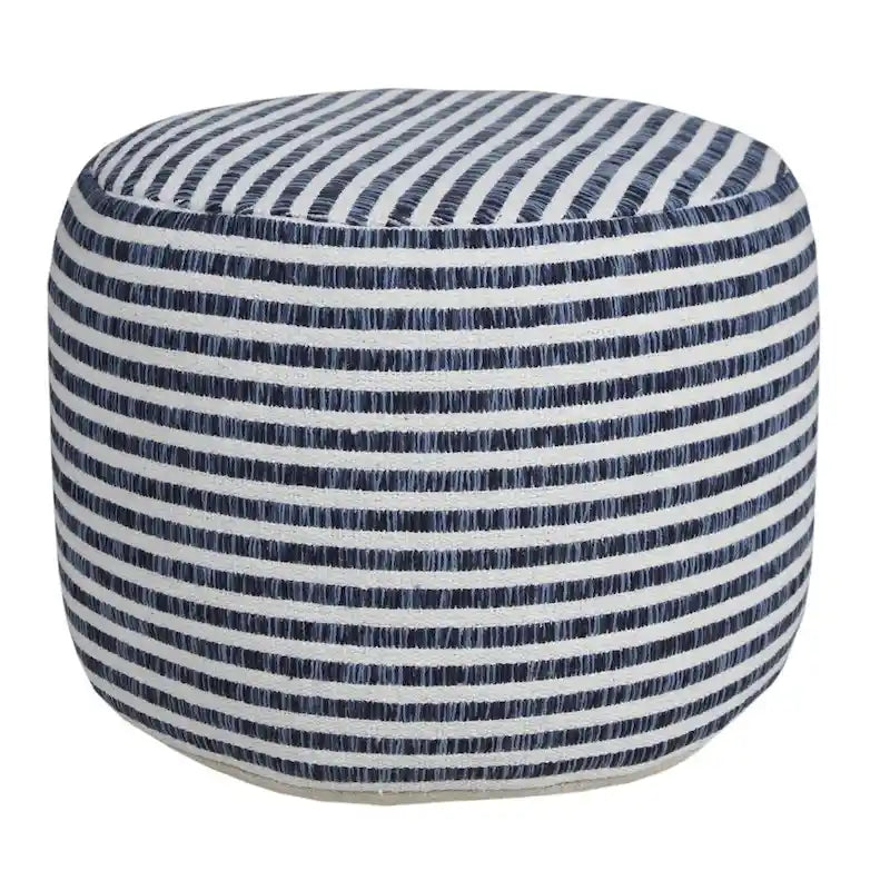 HomeRoots 18  Blue 100% Cotton Ottoman