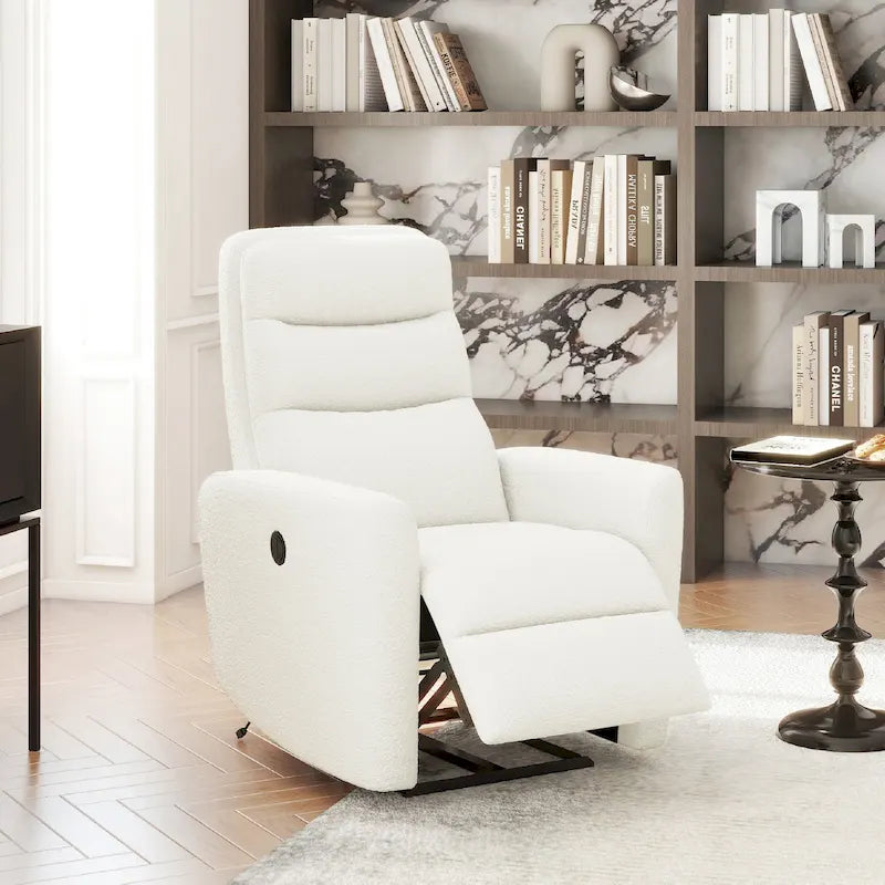 Bloomy 35.5  Boucle Upholstered High-Back Power Recliner Motion Chair
