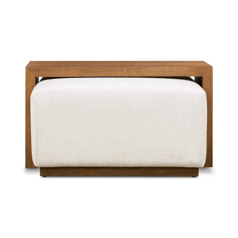 Poly & Bark Jarmo Ottoman with Adjustable Walnut Table - Full Grain Genuine Italian Leather