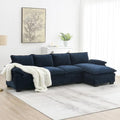 118*55  L-shaped Chenille Cloud Sofa with Double Seat Cushions, 5-seat Upholstered Sleeper Sofa Couch with Chaise Lounge