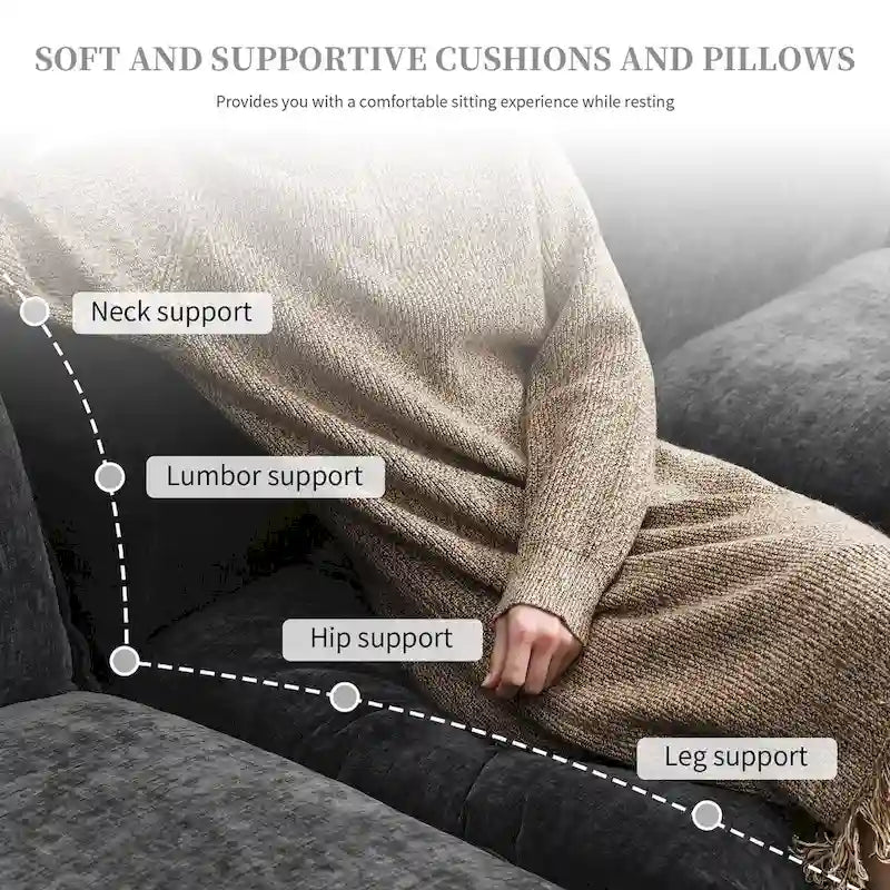 118*55  L-shaped Chenille Cloud Sofa with Double Seat Cushions, 5-seat Upholstered Sleeper Sofa Couch with Chaise Lounge