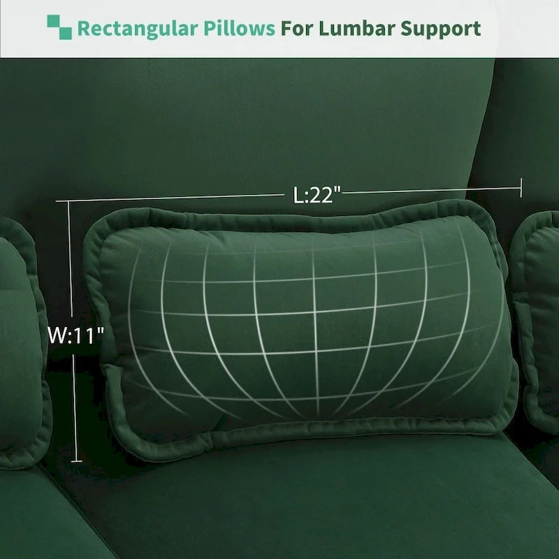 110*55  Modern U-Shaped Sectional Sofa with Waist Pillows,6-Seat Upholstered Symmetrical Sofa Furniture