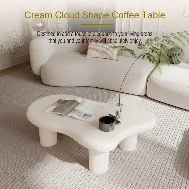 40 Inch Black Cloud Shaped Coffee Table for Living Room