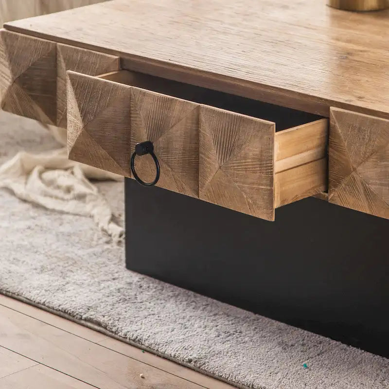 41.73 Square Retro Coffee Table with 2 Drawers