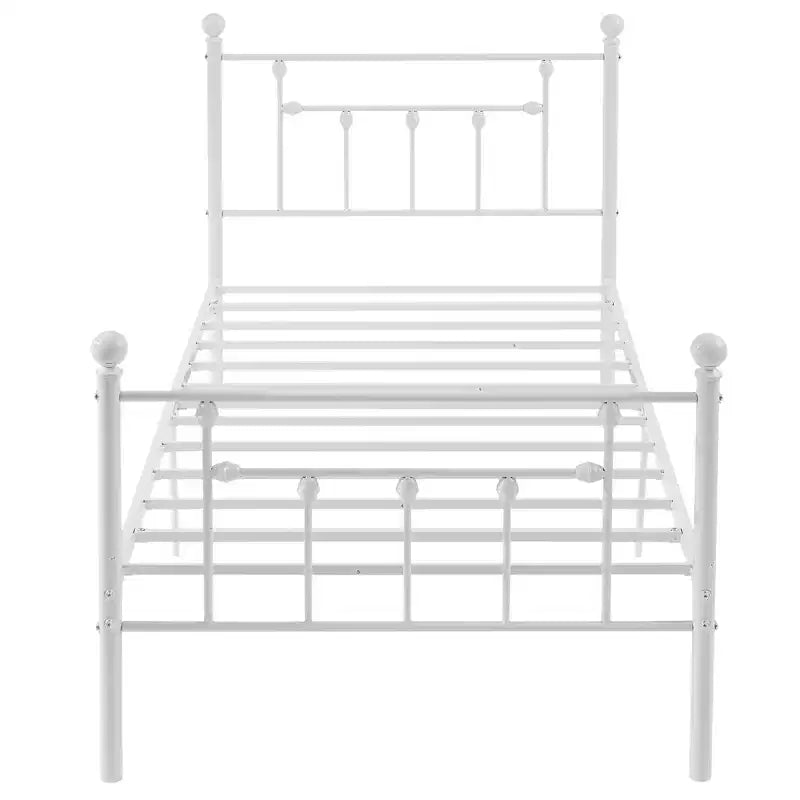 Cadre de lit plateforme en métal VECELO simple/double/queen avec tête et pied de lit, cadre de lit industriel, pas besoin de sommier tapissier, espace de rangement