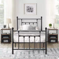 VECELO Twin/Full/Queen Metal Platform Bed Frame with Headboard and Footboard, Industrial Bed Frame, No Box Spring Needed, Storage Space