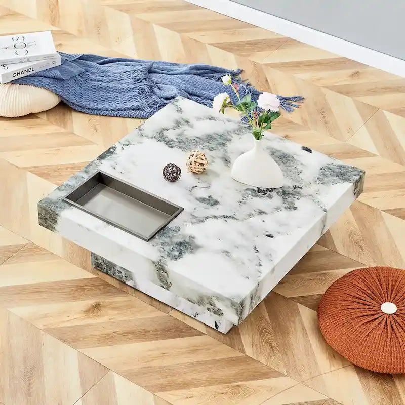 Coffee Table,Imitation Marble Pattern,Made Of Mdf Material,The Fusion Of Elegance And Natural Fashion