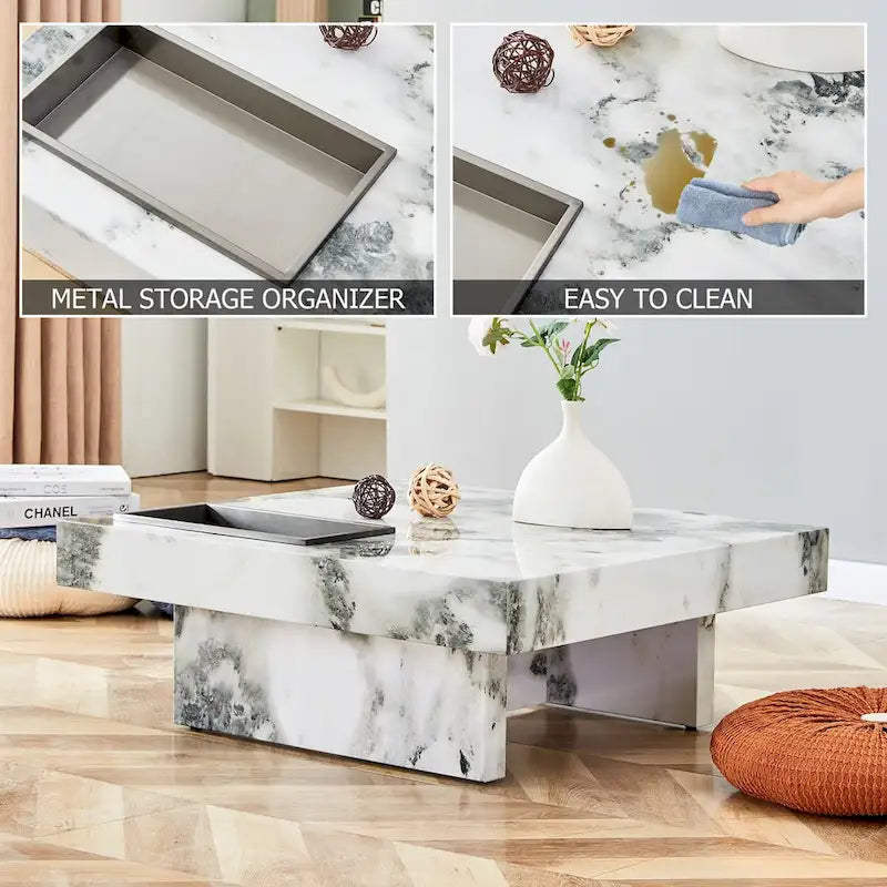 Coffee Table,Imitation Marble Pattern,Made Of Mdf Material,The Fusion Of Elegance And Natural Fashion