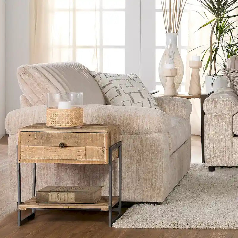 Roundhill Furniture Nason Wide Wale Corduroy Sectional Sofa Chaise with Armchair and Ottoman