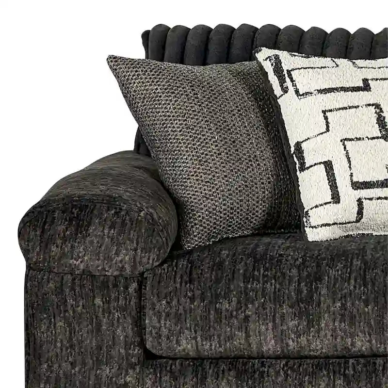 Roundhill Furniture Nason Wide Wale Corduroy Sectional Sofa Chaise with Armchair and Ottoman