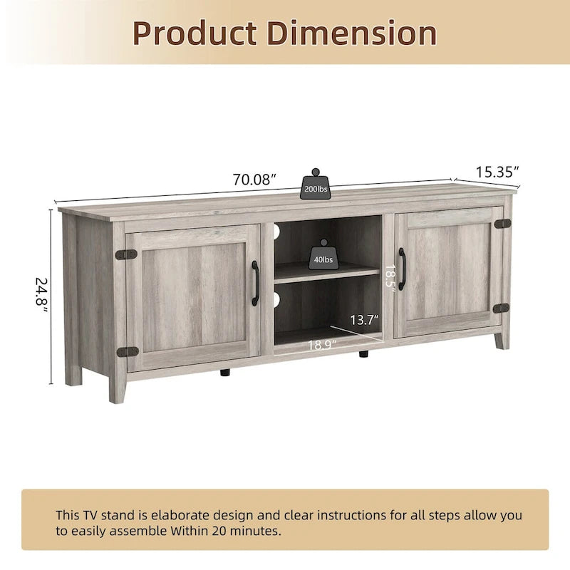 TV Stand Storage Media Console Entertainment Center With Two Doors