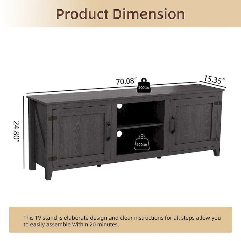 TV Stand Storage Media Console Entertainment Center With Two Doors