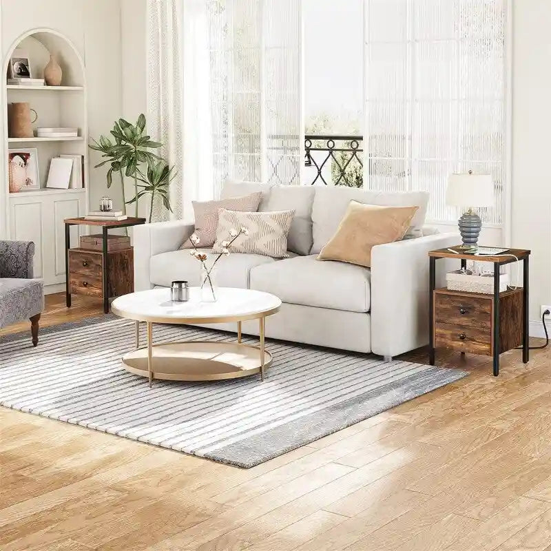 End Table with Charging Station - 15.7D x 15.7W x 24H