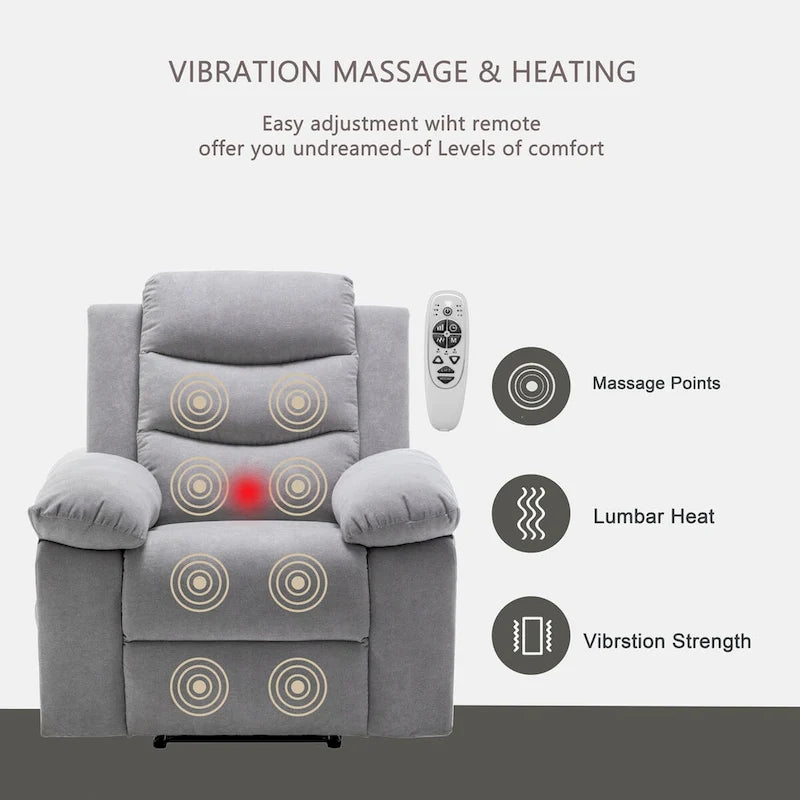 Power Recliner Chair With Adjustable Massage Function