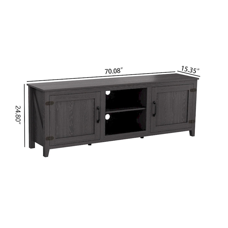 Mieres TV Stand for 75 Inch TV, Entertainment Center with Two Doors and 4 Open Storage Compartments TV Console Media Cabinet