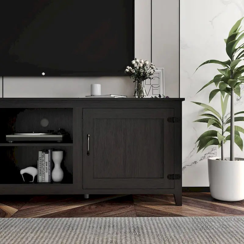 Mieres TV Stand for 75 Inch TV, Entertainment Center with Two Doors and 4 Open Storage Compartments TV Console Media Cabinet