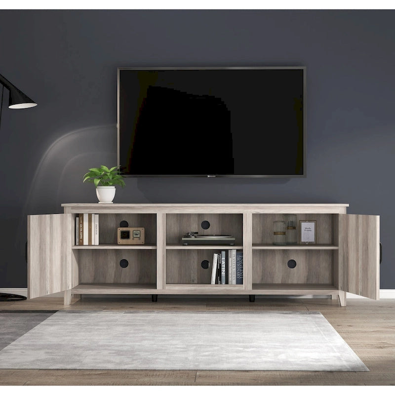 Mieres TV Stand for 75 Inch TV, Entertainment Center with Two Doors and 4 Open Storage Compartments TV Console Media Cabinet