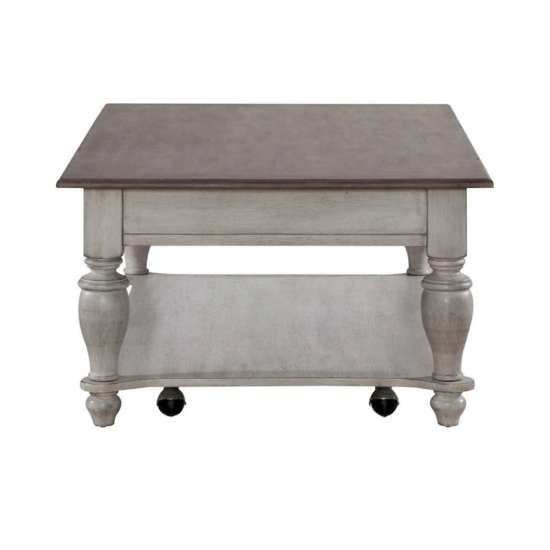 Ocean Isle Antique White & Weathered Pine 3-Piece Cocktail Table Set