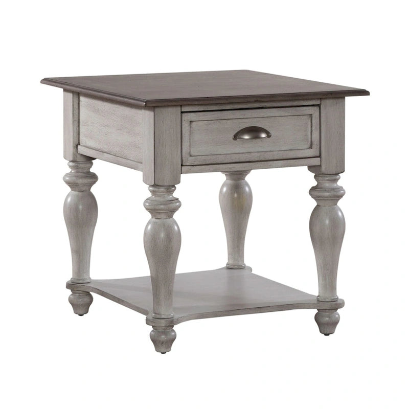 Ocean Isle Antique White & Weathered Pine 3-Piece Cocktail Table Set