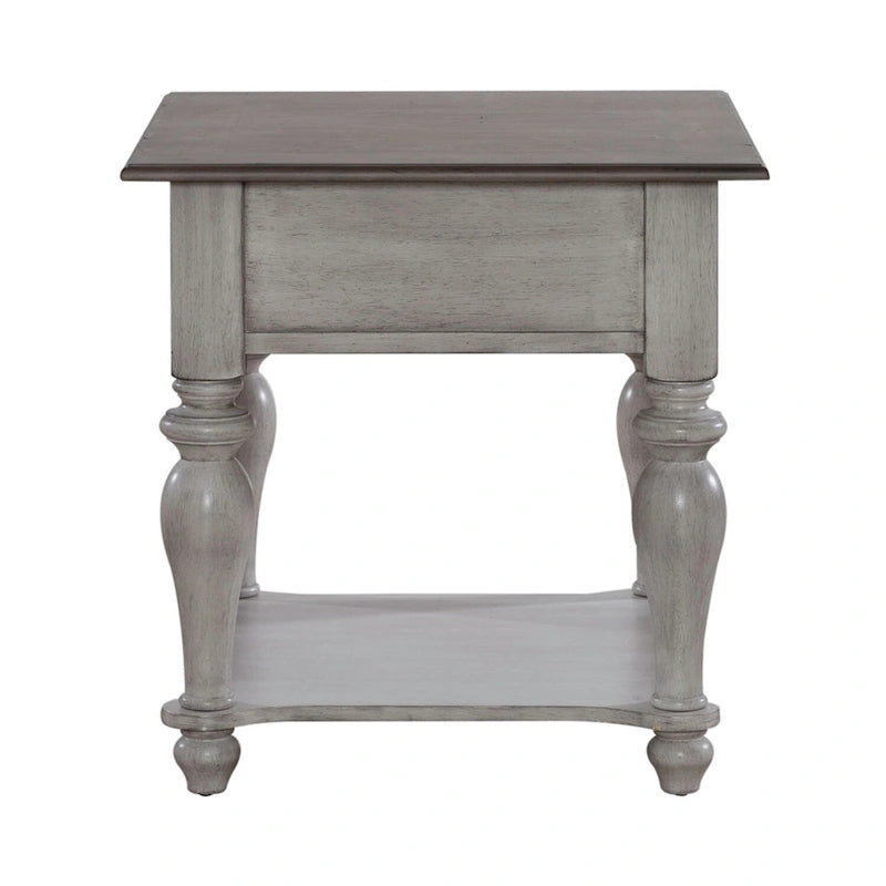Ocean Isle Antique White & Weathered Pine 3-Piece Cocktail Table Set