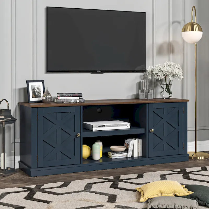 64 in. With Dark Drift Wood Desktop TV Stand for TVs up to 70 in. - 64 inches in width