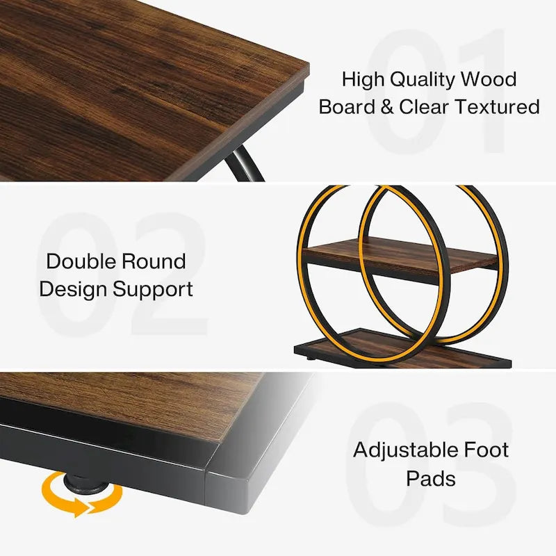 End Table with 3 Storage Shelves, Wood Narrow Side Table