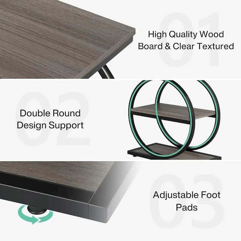 End Table with 3 Storage Shelves, Wood Narrow Side Table