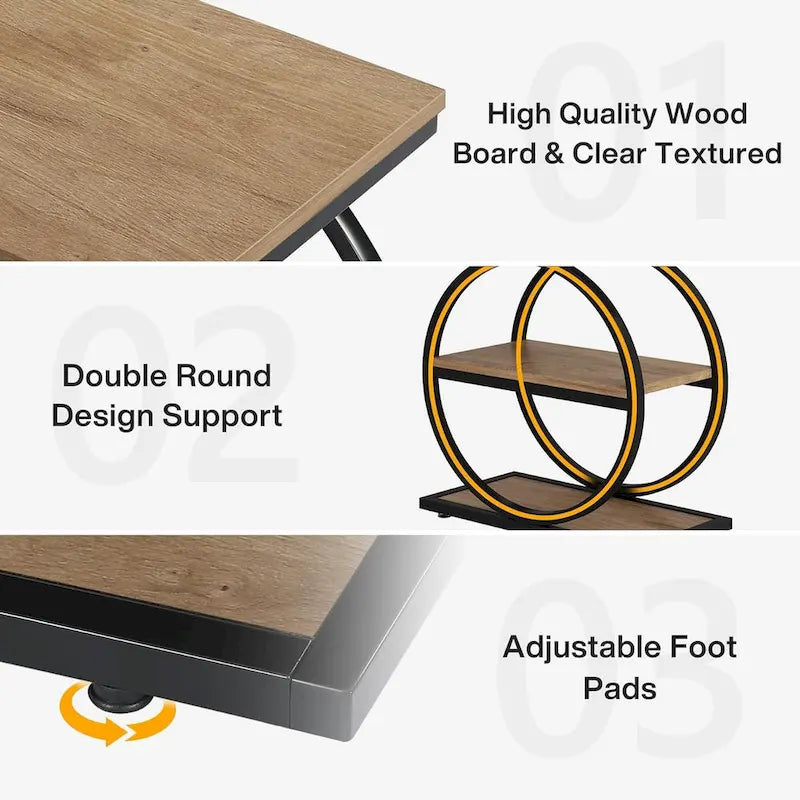 End Table with 3 Storage Shelves, Wood Narrow Side Table