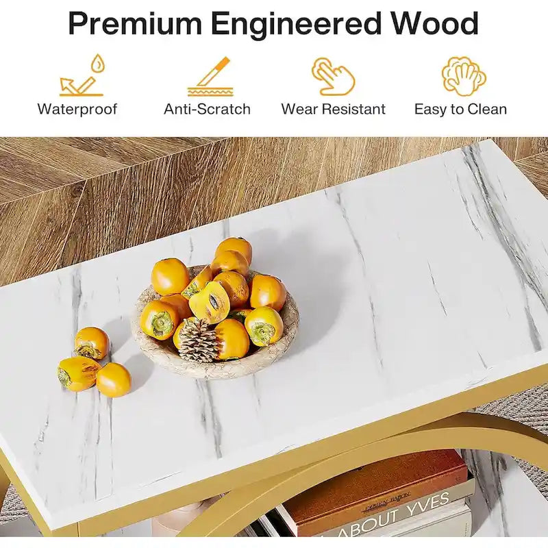 End Table with 3 Storage Shelves, Wood Narrow Side Table