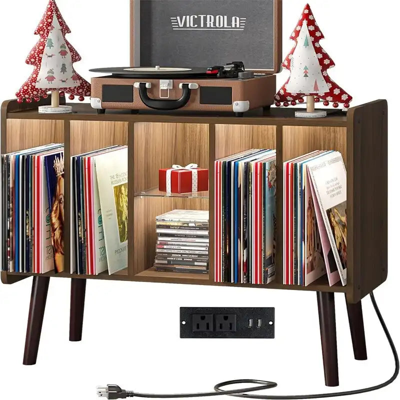 LED Record Player Stand - 14.2 D x 32.5 W x 27.2 H