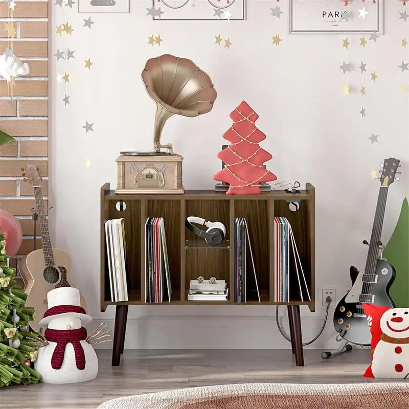 LED Record Player Stand - 14.2 D x 32.5 W x 27.2 H