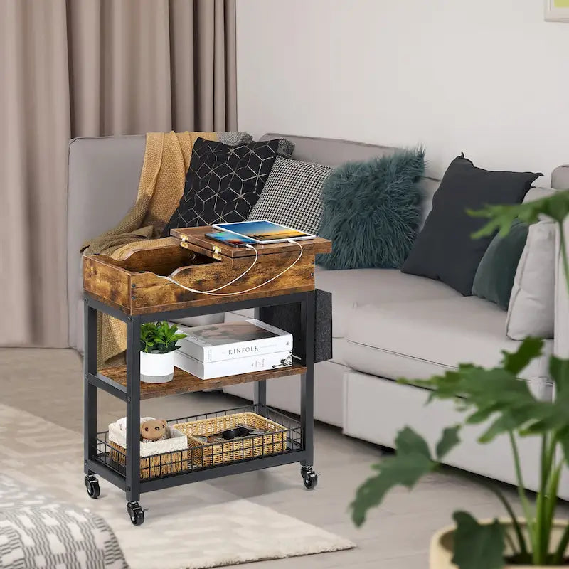 End Table with Charging Station Storage Bag