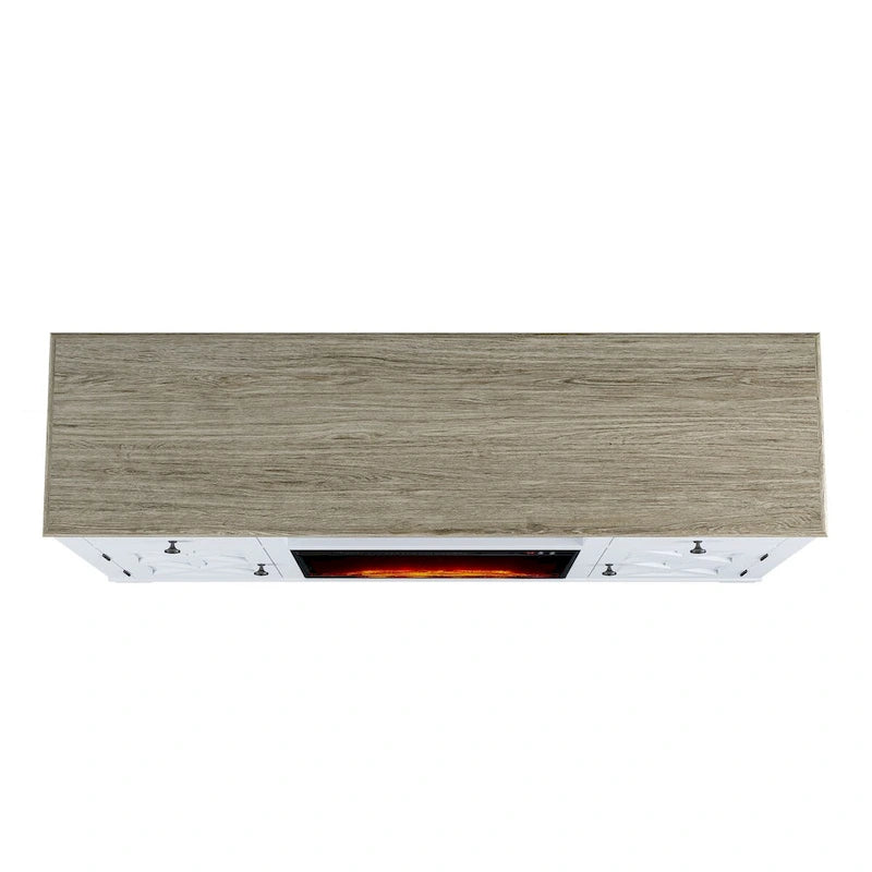 Farmhouse TV Stand with Fireplace for up to 65  TV - 60 W x 33 H x 15.5 D