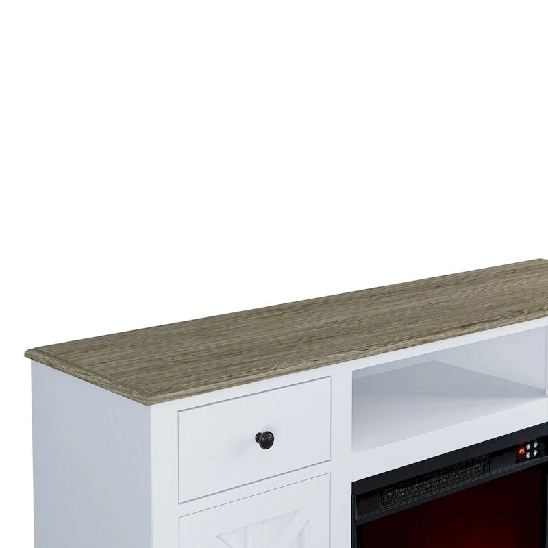 Farmhouse TV Stand with Fireplace for up to 65  TV - 60 W x 33 H x 15.5 D