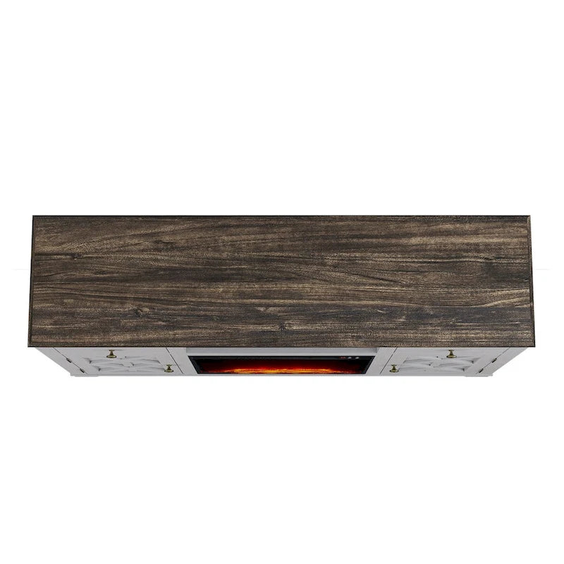 Farmhouse TV Stand with Fireplace for up to 65  TV - 60 W x 33 H x 15.5 D